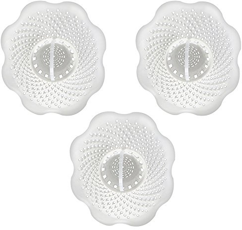 Danco Hair Catcher Bathroom Tub Strainer 10876, with Microban in White, 3-Pack, Bathtub-in-Drain-Pack of 3