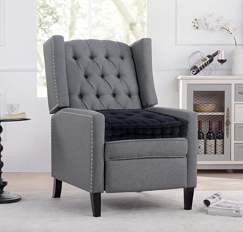 EXQUIZIT HOME Armchair Booster Cushion for Adults, Thick Chair Booster Seat Pad 45 x 45 x 10 cm, 100% Cotton Filling Seat Riser Cushion for Dining Chair, Garden Chair & Armchair, Black
