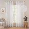 MIULEE 2er Set Voile Vorhang Sheer Leinenvorhang mit Ösen Transparente Unregelmäßige Textur Gardine Ösenschal Fensterschal 225 x 140cm (H x B) Reines Weiß