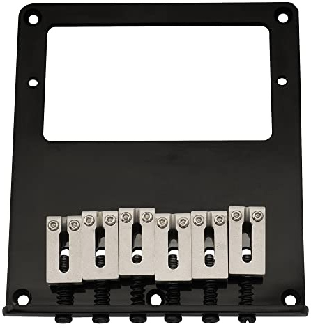 Musiclily Pro 54mm Chevalet Telecaster Humbucker 6 Pontets Acier Inoxydable pour Guitare électrique Tele Style, Noir