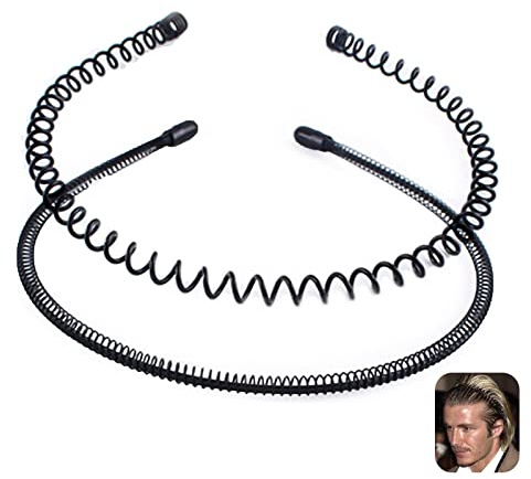 2 Pezzi Molla per Fascia in Metallo con Fascia Nera Unisex Cinturino Liscio Elastico Antiscivolo Sport all'Aria Aperta Fashion Yoga (Molla Grande + Molla Piccola)