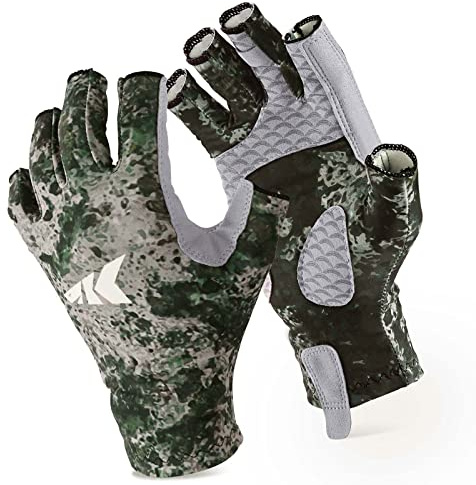 KastKing La Sal Fishing Gloves UPF50+ Sun Gloves UV Protection Fingerless Gloves Men Women for Outdoor, Kayaking, Rowing, Paddling, Canoeing, Hunting