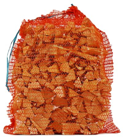 sackmaker Net Bags Industry Grade Net Bags for Logs, Kindling, Shellfish, Vegetables, Fruit etc. Drawstring closing tie built into the bag (45x60cm, 10)