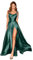 BABYONLINE D.R.E.S.S. Robe Femme Longue Satin pour Soirée Cocktail Mariage Robe de Gala Longue avec Fente Vert Foncé 44