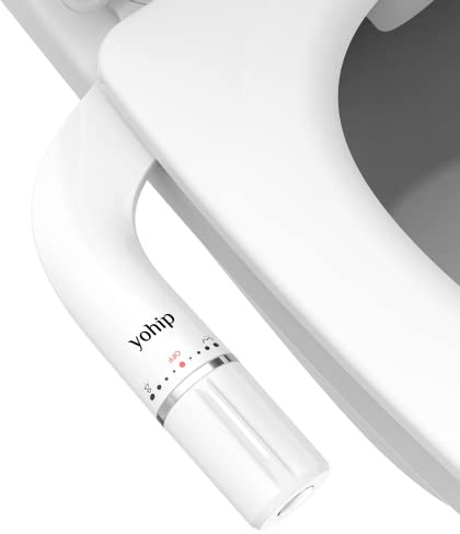 Yohip Accesorio de bidé ultrafino para inodoro, boquilla doble no eléctrica (lavado femenino y posterior), accesorio de bidé, presión de agua dulce ajustable, accesorio de asiento de inodoro blanco