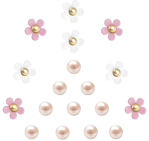 Schuh Charms 18 Stück Krokodil-Anhänger für Kinder, Blumen-Anhänger für Crocs, Schuhanstecker Schuhanhänger für Mädchen, Blumen Schuh Charms mit Knöpfen für Crocs-armband Anstecker Dekoration