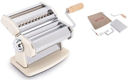 Imperia IPasta Línea Clásica. Máquina para Pasta. 100% Made in Italy. Máquina de pasta fresca en acero. Laminadora manual con manivela. Crea láminas para lasagne, tagliolini, fettuccine.