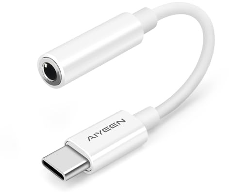 AIYEEN Adaptador de Auriculares USB C a Conector Hembra de 3,5 mm actualizado, Adaptador de Audio para Auriculares USB C a Auxiliar Compatible con iPhone 15 Series Samsung MacBook (Blanco)