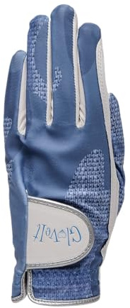 Glove It golfhandske för damer – lätt och mjuk cabretta lädergolfhandske för kvinnor, har UV-skydd – urban blå, liten, vänster