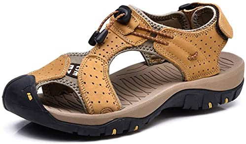 Asifn Sandalias Deportivas Hombres Seguridad Verano Exterior Senderismo Zapatos Trekking Casual Zapatos de Cuero Sandalias de Playa（Negro,39/40 EU,39 Tallas de la Marca