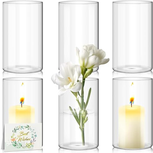 YlYADl Portacandele Vetro Vaso Candele Galleggianti,Vaso in Vetro Trasparente,Piccoli Vasi in Vetros per Decorazione da Tavolo,Set di Vaso in Cilindro,Trasparente per Fiori per Centrotavo