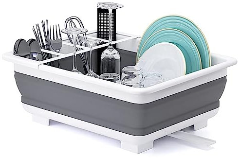 THANSTAR Scolapiatti pieghevole, scolapiatti pieghevole, scolapiatti portatile salvaspazio, organizer per cucina, roulotte, camper, accessori da campeggio, accessori per camper