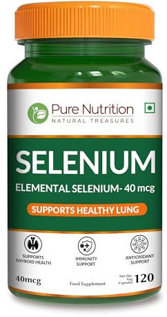 Pure Nutrition Selenium 40mcg (Selenomethionine) | 120 Caps | Plant Based - Highly absorbable Form of Selenium | Non-GMO