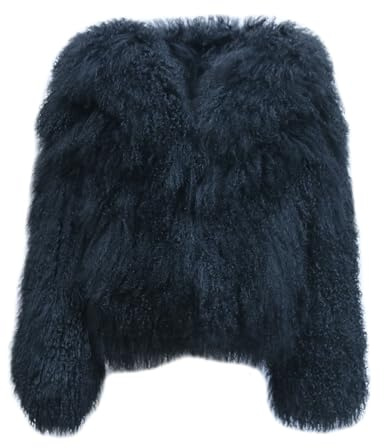 Annsirgra Women's Genuine Mongolia Sheep Fur Coat Fluffy Sheep Fur Jacket Turn-down Collar Long Sleeve