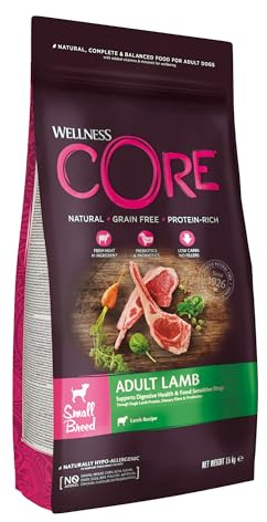 Wellness CORE Lamb 1,5 kg, lamm – Torrfoder för små hundar, spannmålsfri, naturlig, allergivänlig, proteinrik, hög kötthalt, stöder matsmältningssystemet