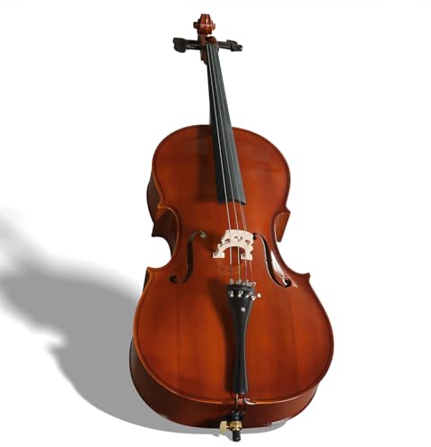 Bonnlo Violoncelle 4/4, Ensemble Complet avec Etui, Archet, Resine, Cordes et Colophane, Idéal pour Débutants et Joueurs Intermédiaires