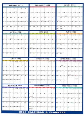 Calendrier mural mensuel effaçable à sec, 12 mois, grand calendrier annuel 2026, organiseur annuel pour intérieur, maison, réfrigérateur, bureau, tableau blanc, école, enseignants, étudiants,