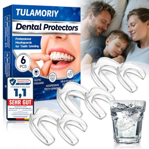 6 Piezas Férula Bruxismo Dental Noche,Férulas Descarga Bruxismo,Ferula bruxismo Anti Ronquidos,Reduce Ronquidos&Mejora la Del Sueño,2 Tamaños con Caja de Almacenamiento,Reutilizable