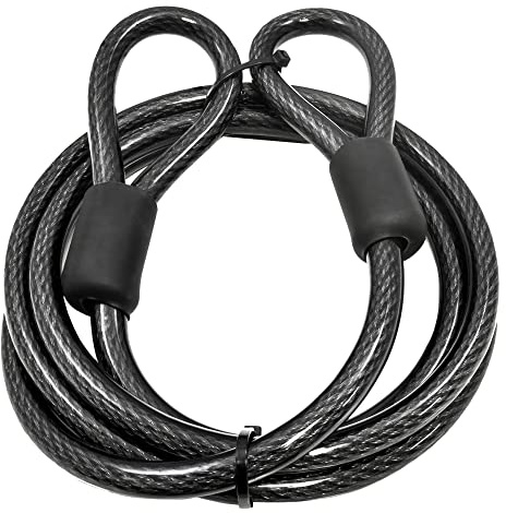 Lumintrail 12mm (1/2 inch) Heavy-Duty Security Cable, Vinyl Coated Braided Steel with Sealed Looped Ends (4', 7', 10', 15' or 30') (30-FT)