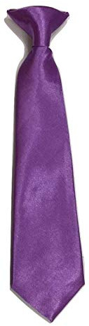 L&L® Satin Clip On Tie for Boys Children School Kids Wedding Prom Uniform (Purple)