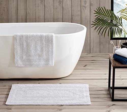 Eddie Bauer | Bath Set-100, Ultra-Soft Rugs, Tufted Fabric for Durability and Easy Care, Cotton, White, 2 Piece