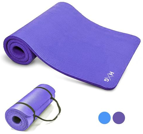 HxG. Esterillas de Yoga Pilates Fitness para gimnasio en casa antideslizante, alfombra suave y cómoda para hacer ejercicio (Violeta NBR)