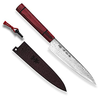 Asian Petty Kanetsune Damascus MINAMO-KAZE - Cuchillo (hoja de 135 mm)