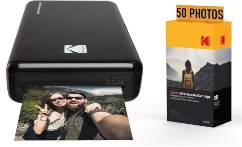 Kodak Pack Imprimante Photo Printer PM220 et Cartouche MSC50 - Photos 5.4 * 8.6 cm, WiFi, Compatible avec iOS et Android - Noir