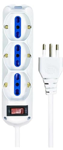 Multipresa Elettrica 9 Posti, Cavo 3M, Ciabatta Spina 10A con Interruttore, Max 2500W 250V, bianca