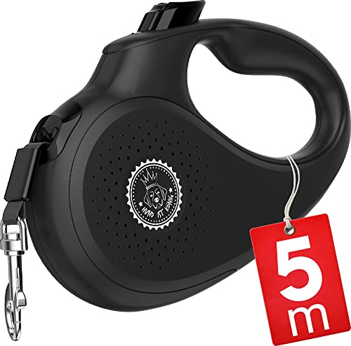 HUND IST KÖNIG Rollleine Hundkoppel 5m för små & stora hundar | Högklassig utdragbar hundkoppel med bekvämt handtag | Robust utdragbar koppel | 15-50kg