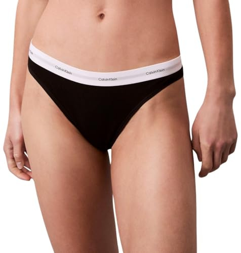 Calvin Klein Braguitas Tipo Bikini Mujer con Logotipo en la Cintura, Negro (Black), M