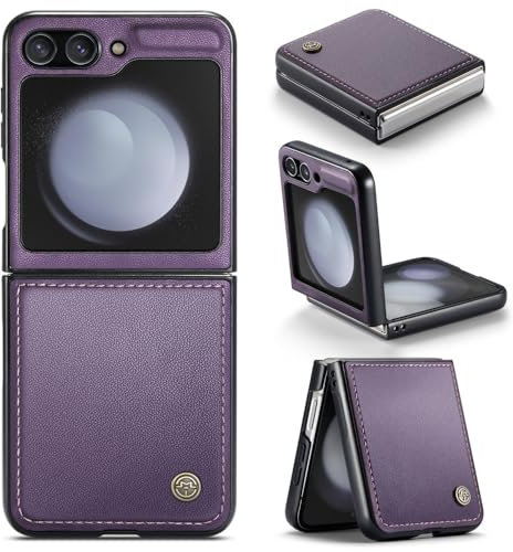 XKchatpt Custodia per telefono per Samsung Galaxy Z Flip 5, custodia in pelle PU antigraffio sottile per telefono, custodia protettiva antiurto per telefono per Samsung Galaxy Z Flip5 (Viola)