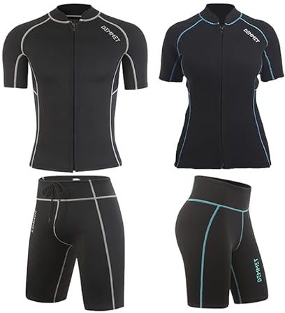 DEMMET Short Sleeve Wetsuit Top 1.5mm-3mm Neoprene Jacket Shorts Men Women High Stretch Warm Sunscreen Swim Shorts Underwater Movement
