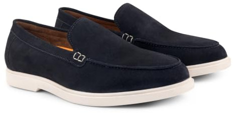 Silver Street London San Mauro Premium Suede Loafers Shoes for Men Extra Padded Breathable Mens Casual Shoes Comfortable Moccasins Slip On Men Flats, Navy, UK 9
