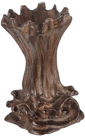 GLEAVI Wood Carving Base and Crystal Ball Stand Large Ebony Wood Sphere Holder for Decorative Display, 9cm Height, Suitable for Crystal, Walnut, and Egg Carvings