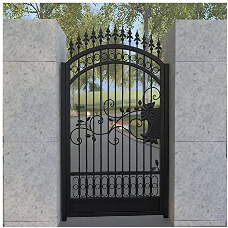 Iron Garden Gate - Ornamental Mesh Outdoor Fence Gate for Villa Courtyard - European Style Patio Entrance Barrier for Privacy and Safety