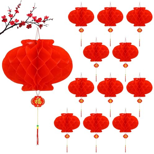 Lot de 20 Lanterne Chinoise, Lanterne Rouge Décoration Nouvel an Chinois Déco, Lanternes Rouges Suspendues, pour Le Nouvel an Chinois, Décorations de Noël, Mariage, Décoration de Restaurant Fête
