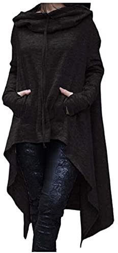 Sweat A Capuche Femme Pas Cher Automne Hiver Chaud Long Hoodies A Manche Longues Vintage Ample Grand Taille Pullover Veste Steampunk Cape Hooded Robe Manteau Tops