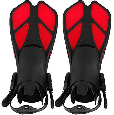 Palmes de Natation réglables, Palmes de plongée Longues avec Design à Talon Ouvert, Palmes de Snorkeling en TPR Souple pour Hommes et Femmes, flexibilité améliorée et canaux d'écou