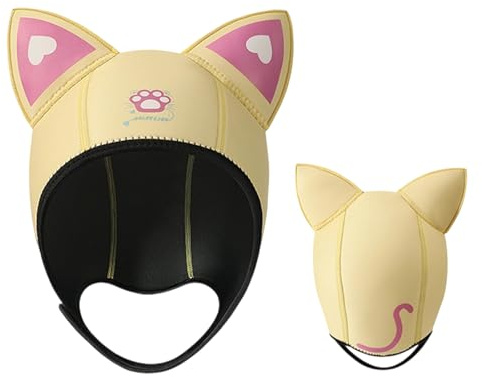 Neoprene Diving Hood Men Women Thermal Neoprene Suit Hat with Ears Cats Diving Hood Stretch Thick Surf Cap Waterproof Sun Protection Beach Cap Diving Cap for Kayaking Rafting, O yellow, One size
