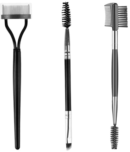 Set de 3 piezas para cejas y pestañas cepillo cejas, separador de pestañas y peine espoolie para ojos, herramientas de maquillaje profesionales