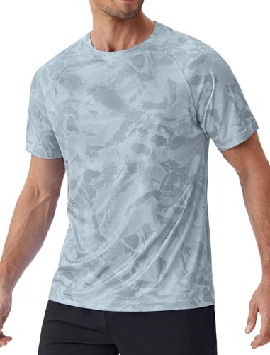 PINSPARK UV-skjorta Herr Snabbtorkande Rashguard Simkläder UPF 50+ Kortärmad Sporttröja Sommar Surfning Vatten Fiske Kläder Lätt Andningsbar UV-skydd T-shirt, L