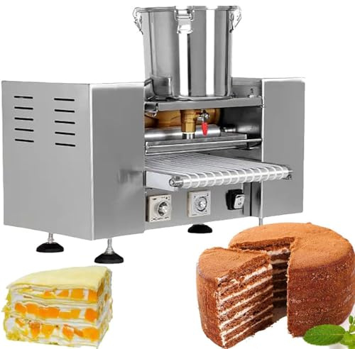 Crepe-maskin 2 000 W, helautomatisk med justerbar hastighet och tjocklekskontroll, non-stick uppvärmningsrulle för bageridesserter, lätt att rengöra