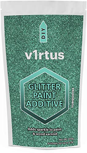 Turquoise Blue Glitter Paint Additive 100g | Sparkle Glitter Paint for Walls Interior Exterior, v1rtus