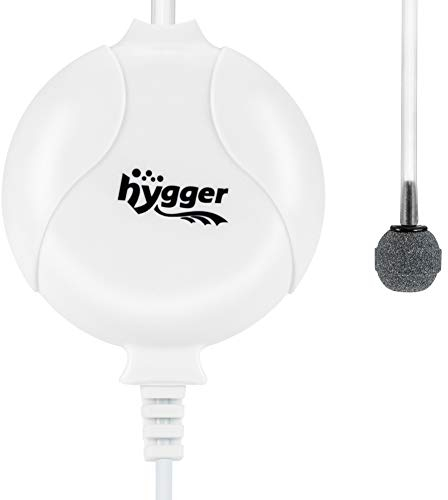 hygger Aquarium Air Pump, Ultra Silent <33dB Fish Tank AirPump, 1.5W 420 ml/min High Energy Saving Aquarium Pump with Air Stone, Silicone Tube, Suction Cup and Clips, for Fish Tanks up to 55 Litre