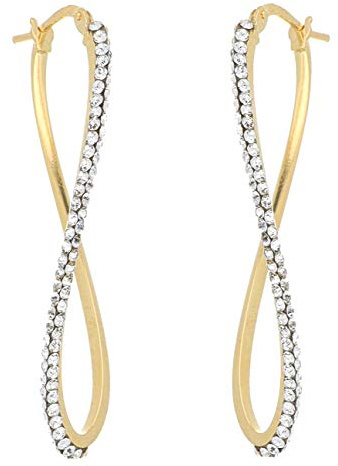 DelPia, Orecchini in Oro 18kt e Argento Sterling 925 con Cristalli (Large, Yellow)
