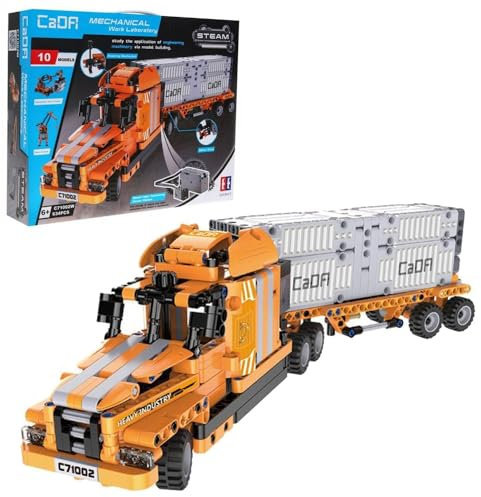 CaDA Kit de Port 10 en 1 (Camion, remorque, Chariot élévateur, Chargeur, grues, conteneurs, etc.), 634 pièces (Compatible par Exemple avec Lego Technic, par Exemple 42062 42078 8285 42062 42079 8416