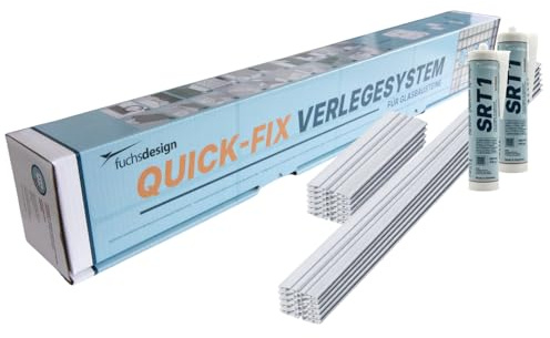 QUICK-FIX Verlegesystem für 30 Glassteine (19 x 19 x 8 cm) für den Außenbereich geeignet - Glasbausteine schnell und einfach verlegen