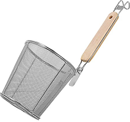 HEMOTON Cuillère Écumoire En Acier Inoxydable Avec Poignée En Bois Passoire Profonde Pour Nouilles Et Pâtes Ustensile De Cuisine Pratique Pour Famille Et Restaurant Lot De 3