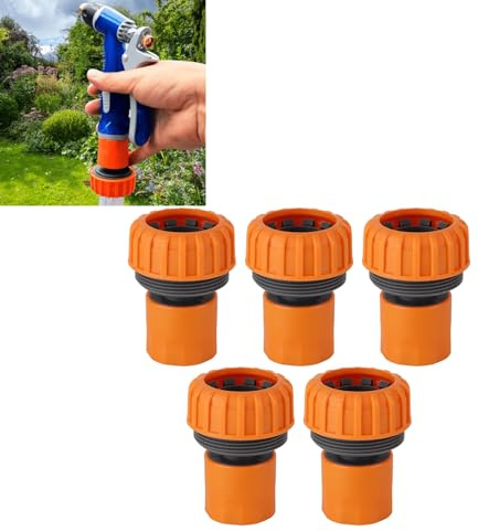 Tissting Connettore per Tubo da Giardino, Giunti Rapidi Plastica PP 1 Pollice con Rondella Kit 5 Pezzi per Collegare Ugelli Pistole Irrigazione